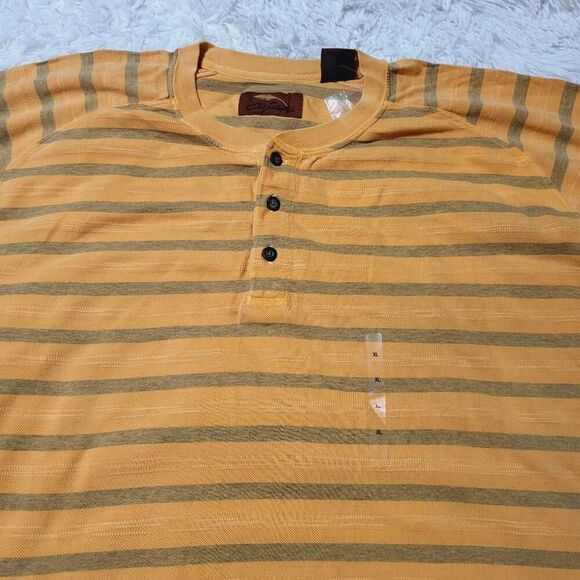 Striped Yellow and Gray Short Sleeve Men's Tee - Picture 2 of 5